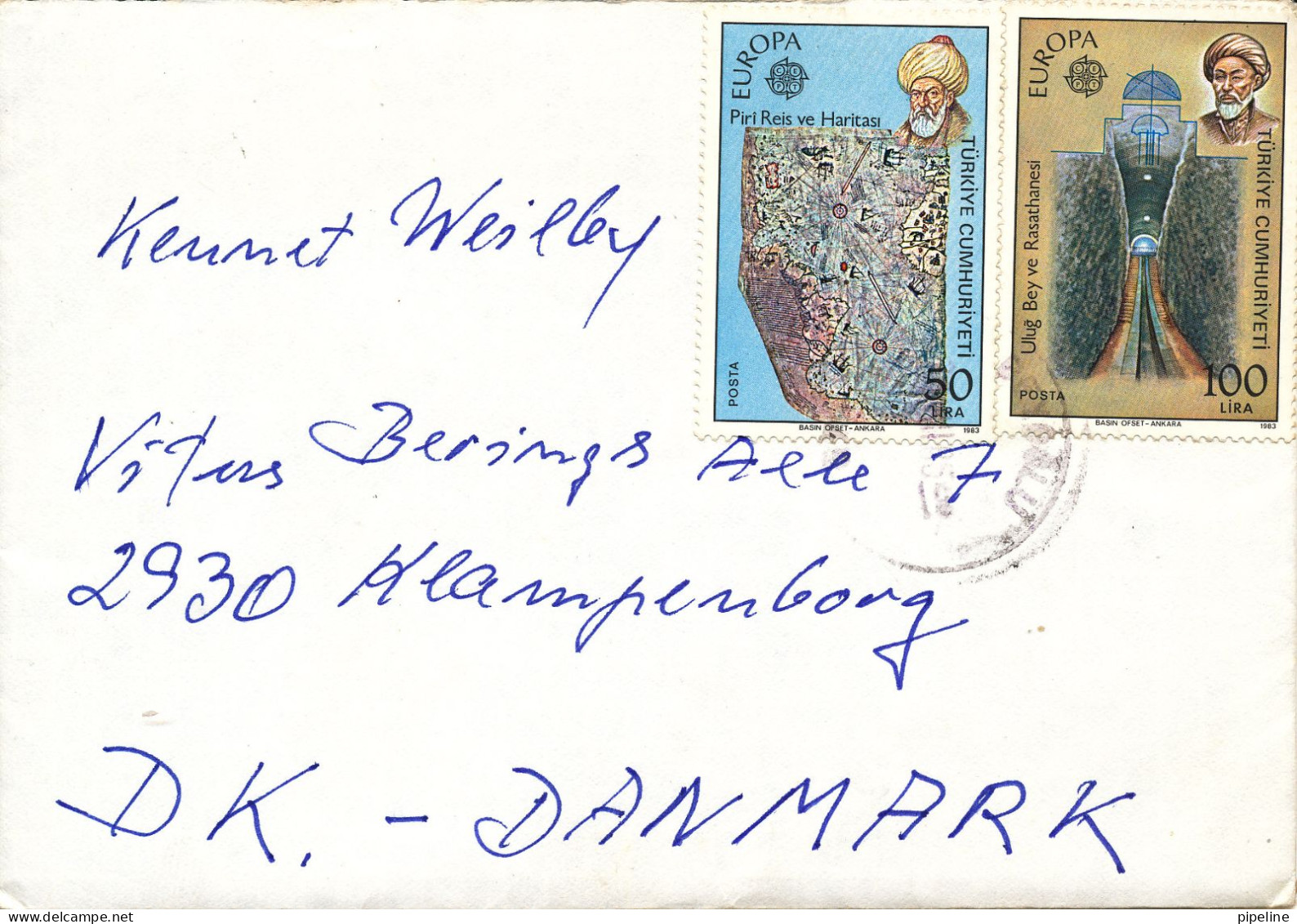 Turkey Cover With Set Of 2 EUROPA CEPT 1983 Sent To Denmark - Cartas & Documentos