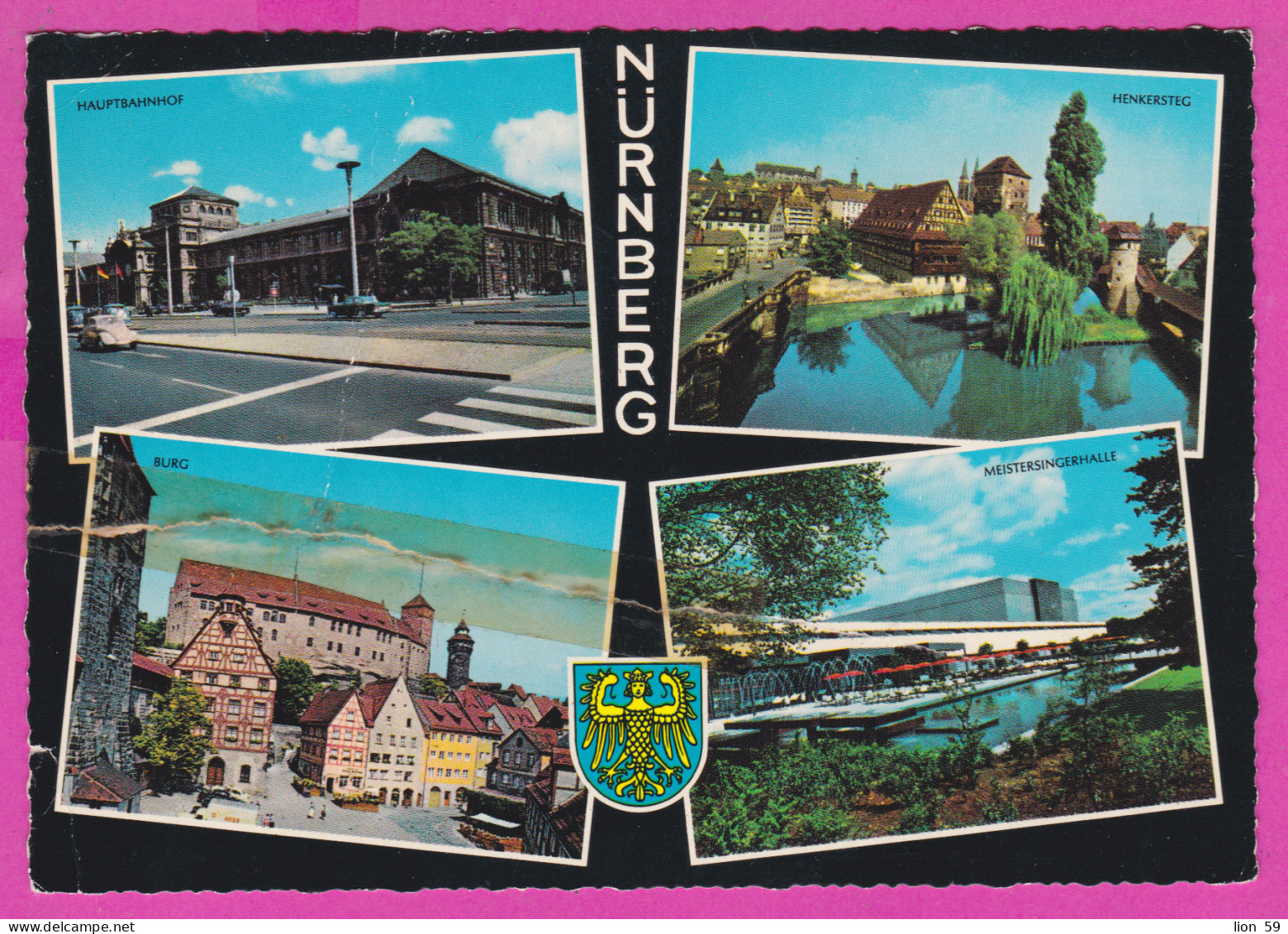 293275 / Germany BRD Nürnberg Haupbanhof Henkersteg Burg Meisteringerhalle PC USED 1967 - 30 Pf. Europa CEPT Zahnräder - Neuburg