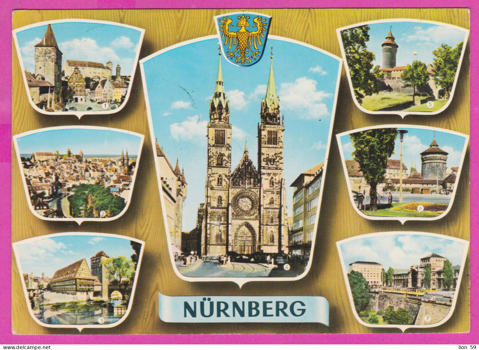 293276 / Germany BRD Nürnberg St.-Lorenz-Kirche Burg Hauptbahnhof Sinwellturm PC USED 1967 -30 Pf. Europa CEPT Zahnräder - Neuburg