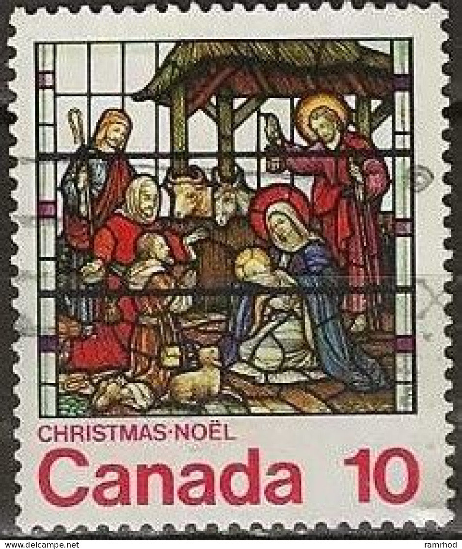 CANADA 1976 Christmas. Stained Glass Windows - 10c. - Nativity (G. Maile & Son) FU - Oblitérés