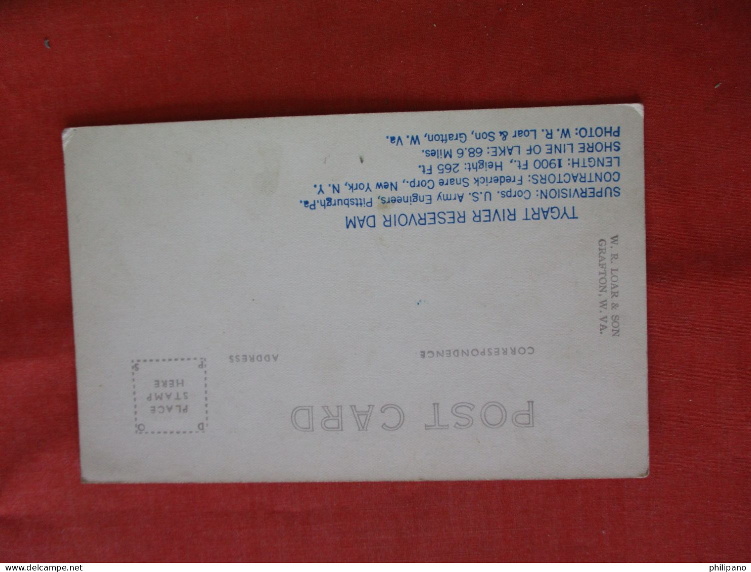 WV, Grafton, West Virginia, RPPC, Tygart River Reservoir Dam .     Ref 6247 - Other & Unclassified