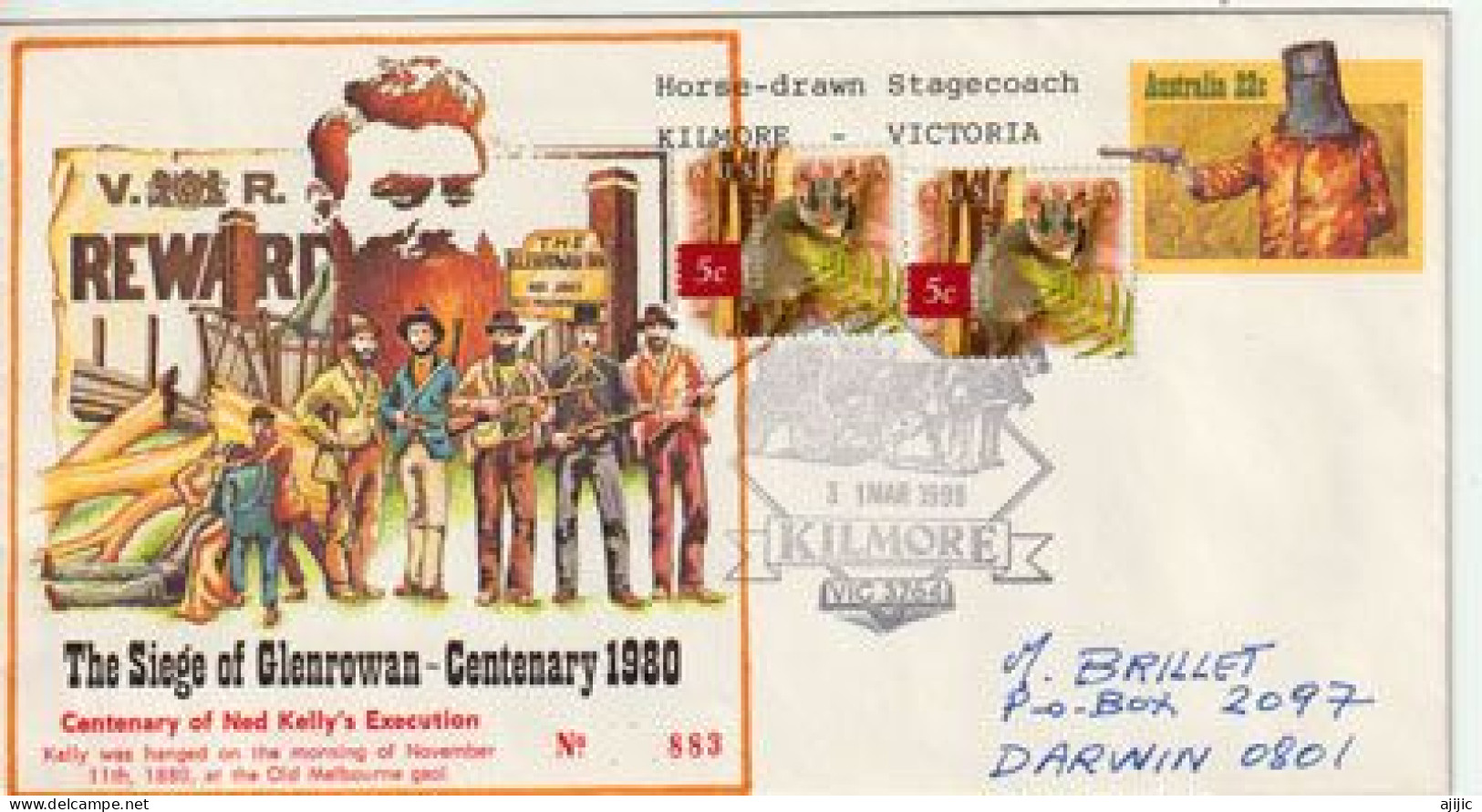 AUSTRALIA. Australian Bushranger, Outlaw, Gang Leader NED KELLY - GLENROWAN SIEGE 1880. Postal Stationery - Brieven En Documenten