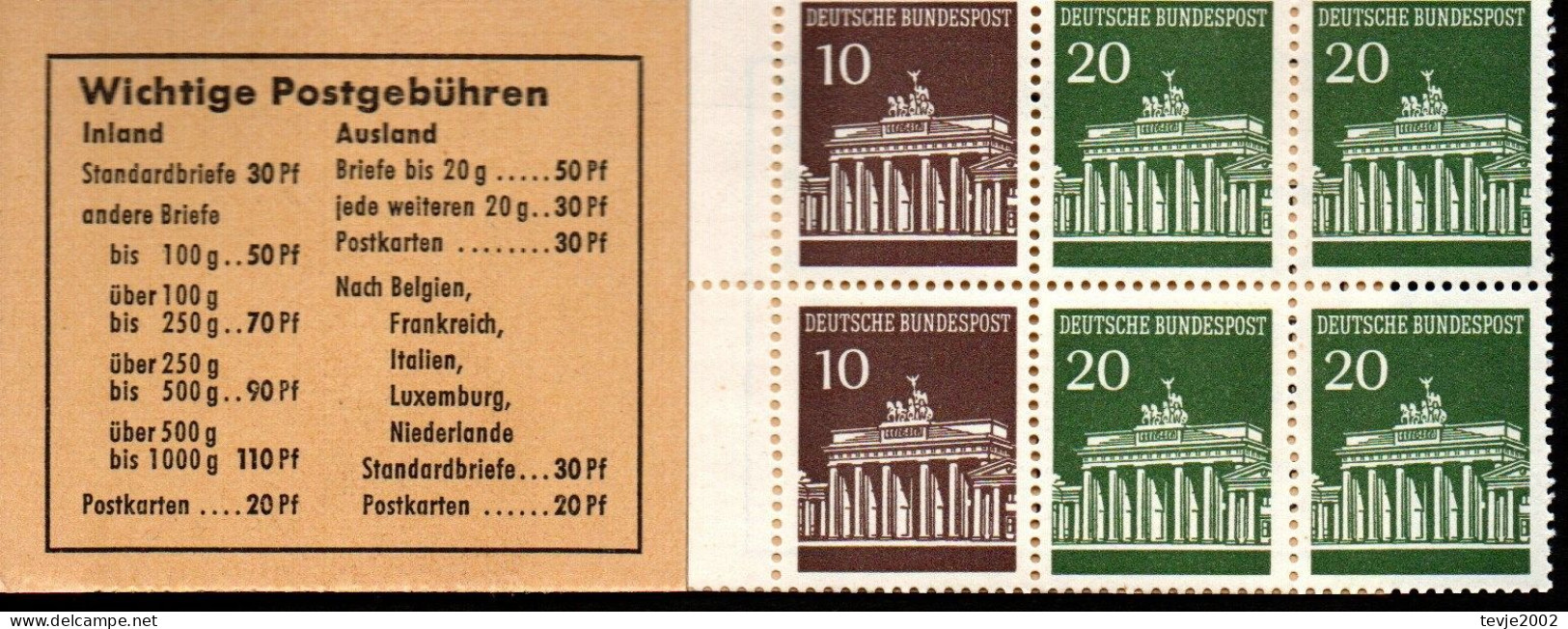 Bund 1968 - Offenes Markenheftchen Mi.Nr. MH 13 B - Postfrisch MNH - 1951-1970
