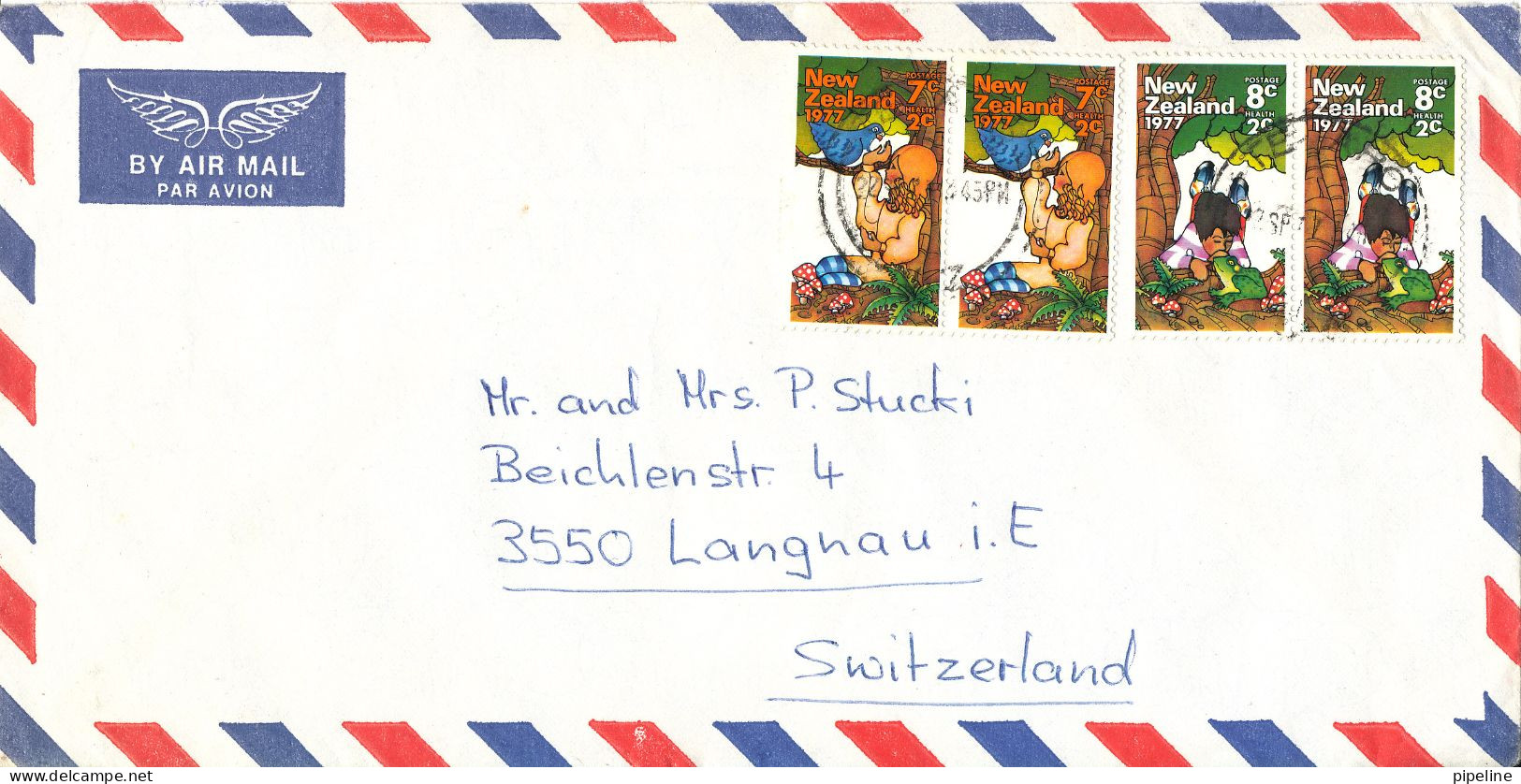 New Zealand Air Mail Cover Sent To Switzerland 22-9-1977 Topic Stamps - Poste Aérienne