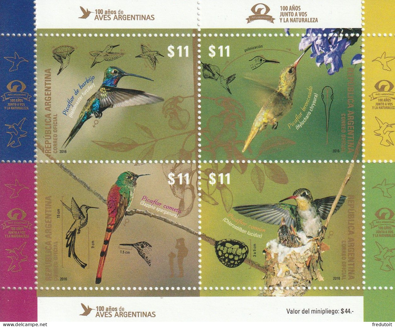 ARGENTINE - BLOC N°150 ** (2016) Oiseaux - Blocks & Sheetlets