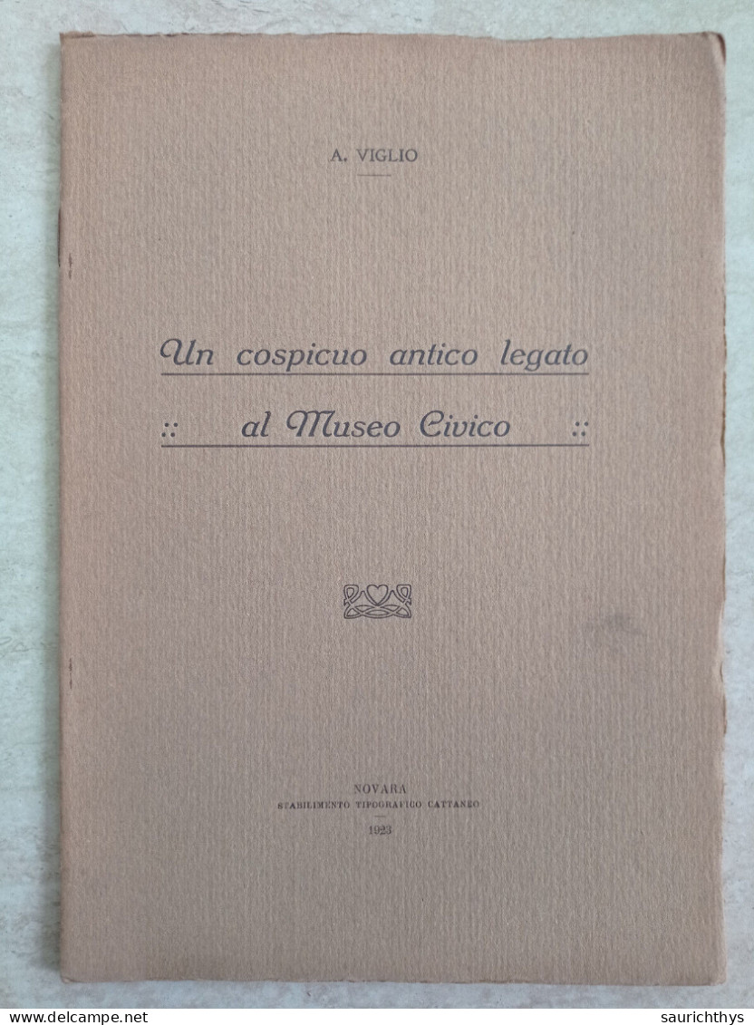 Alessandro Viglio Un Cospicuo Antico Legato Al Museo Civico Novara Stabilimento Tipografico Cattaneo 1923 - History, Biography, Philosophy