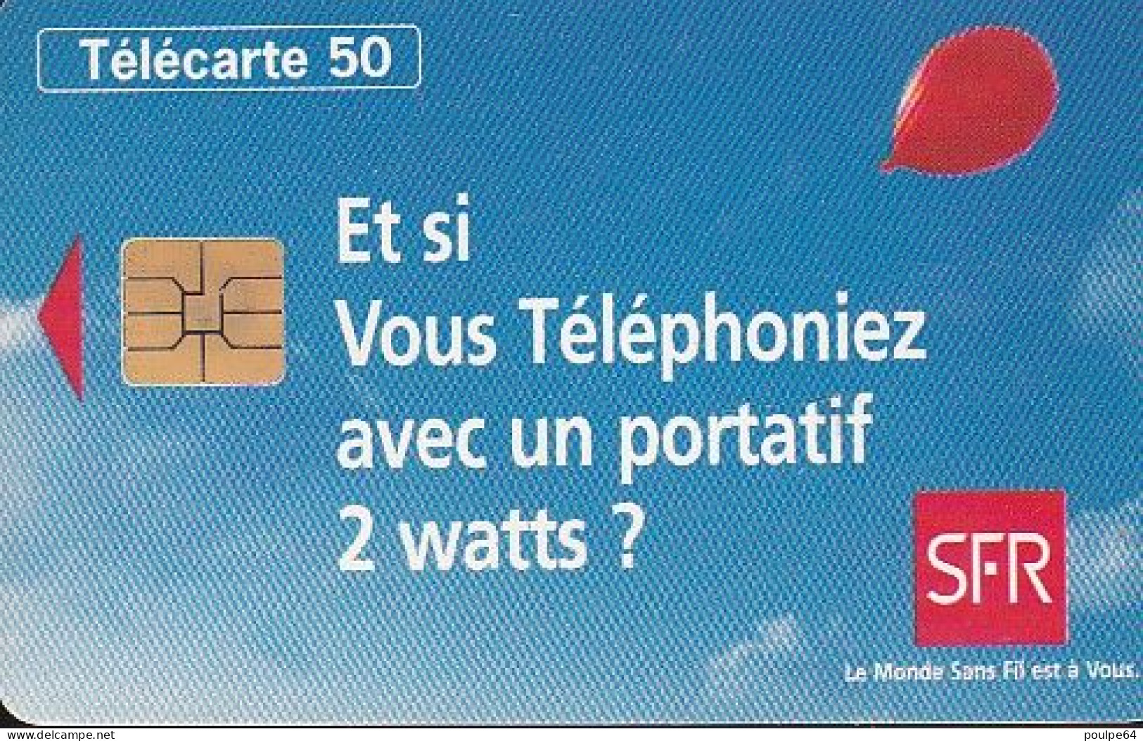 F590A - 09/1995 - SFR " Portatif 2 Watts " - 50 SO3  (verso : N° Deux Lignes - A+5+A+6 Chiffres) - 1995