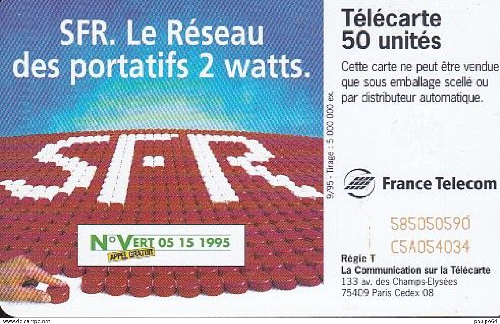 F590B - 09/1995 - SFR " Portatif 2 Watts " - 50 SC7 - 1995