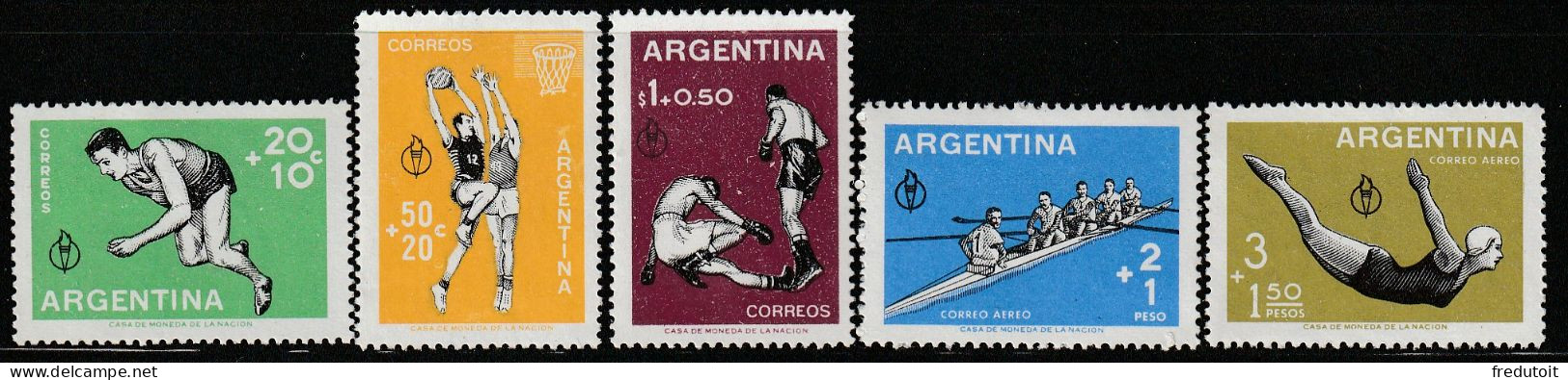 ARGENTINE - N°607/9+PA N°63/4 ** (1959) Sports - Nuevos
