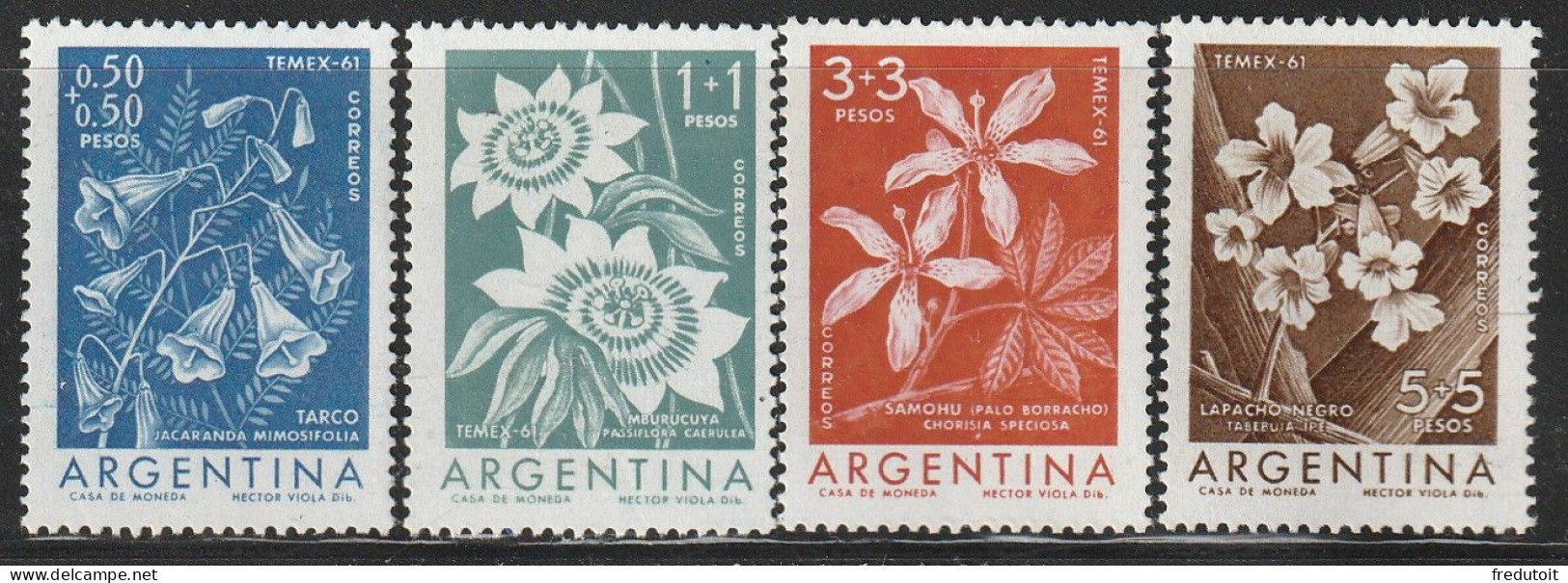 ARGENTINE - N°629/32 ** (1960) Fleurs - Neufs