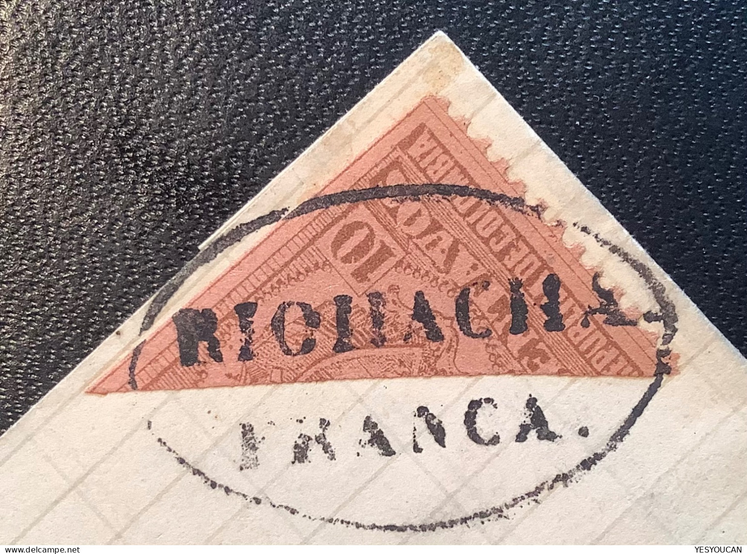 COLOMBIA 1892-99 "RIOHACHA FRANCA" 10c BISECT STAMP Sc 153 - RRR ! Cover (iron Fer Arme Hache Axe Beil Colombie Lettre - Colombia
