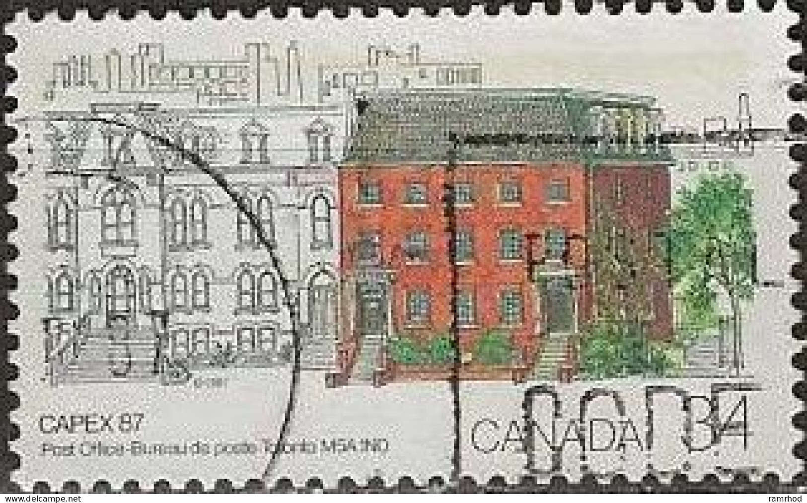 CANADA 1987 Capex '87 International Stamp Exhibition, Toronto. Post Offices - 34c - Toronto's First Post Office AVU - Used Stamps
