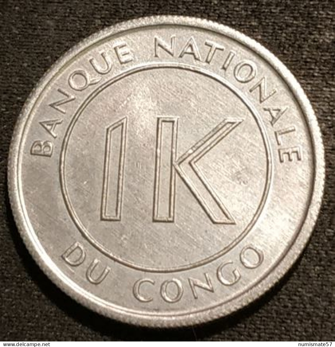 CONGO - 1 LIKUTA 1967 - KM 8 - JUSTICE PAIX TRAVAIL - Qualité - Congo (Rép. Démocratique, 1964-70)