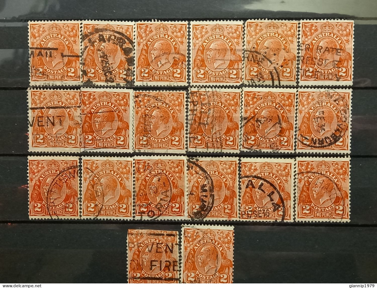 FRANCOBOLLI STAMPS AUSTRALIA AUSTRALIAN 1926 USED SERIE RE GIORGIO KING GEORGE 2 TWO PENCE 20 PZ OBLITERE' - Used Stamps