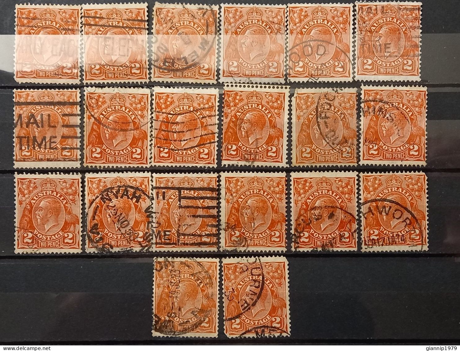 FRANCOBOLLI STAMPS AUSTRALIA AUSTRALIAN 1926 USED SERIE RE GIORGIO KING GEORGE 2 TWO PENCE 20 PZ OBLITERE' - Usati