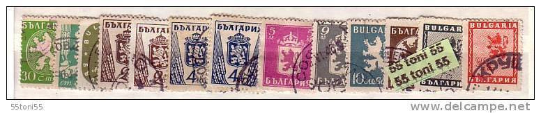 1945 LION And A State Coat Of Arms  Michel -505/515 +508/09 II 13v.- Used/oblitere (O) Bulgaria / Bulgarie - Used Stamps