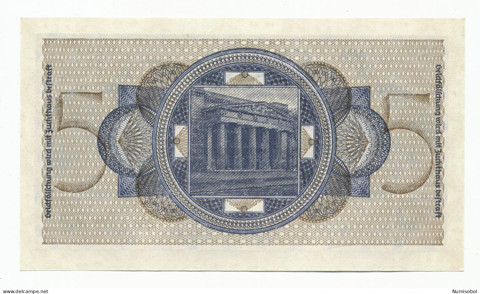 GERMANY, DEUTSCHLAND - 5 Reichsmark ND (1939). PR138, Ro553a, UNC. (D003) - 5 Reichsmark