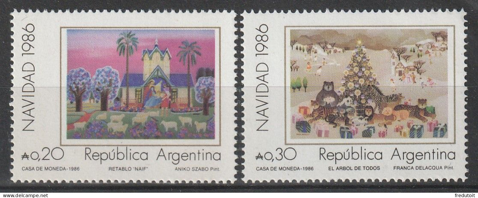 ARGENTINE - N°1552/3 ** (1986) Noël - Neufs