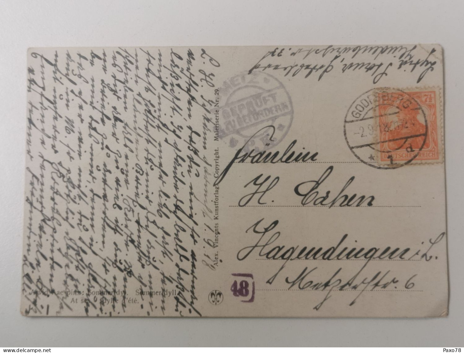 Postkarte, Oblitéré Godesberg 1918, Censuré Metz Envoyé à Hagendingen - Feldpost (franchigia Postale)