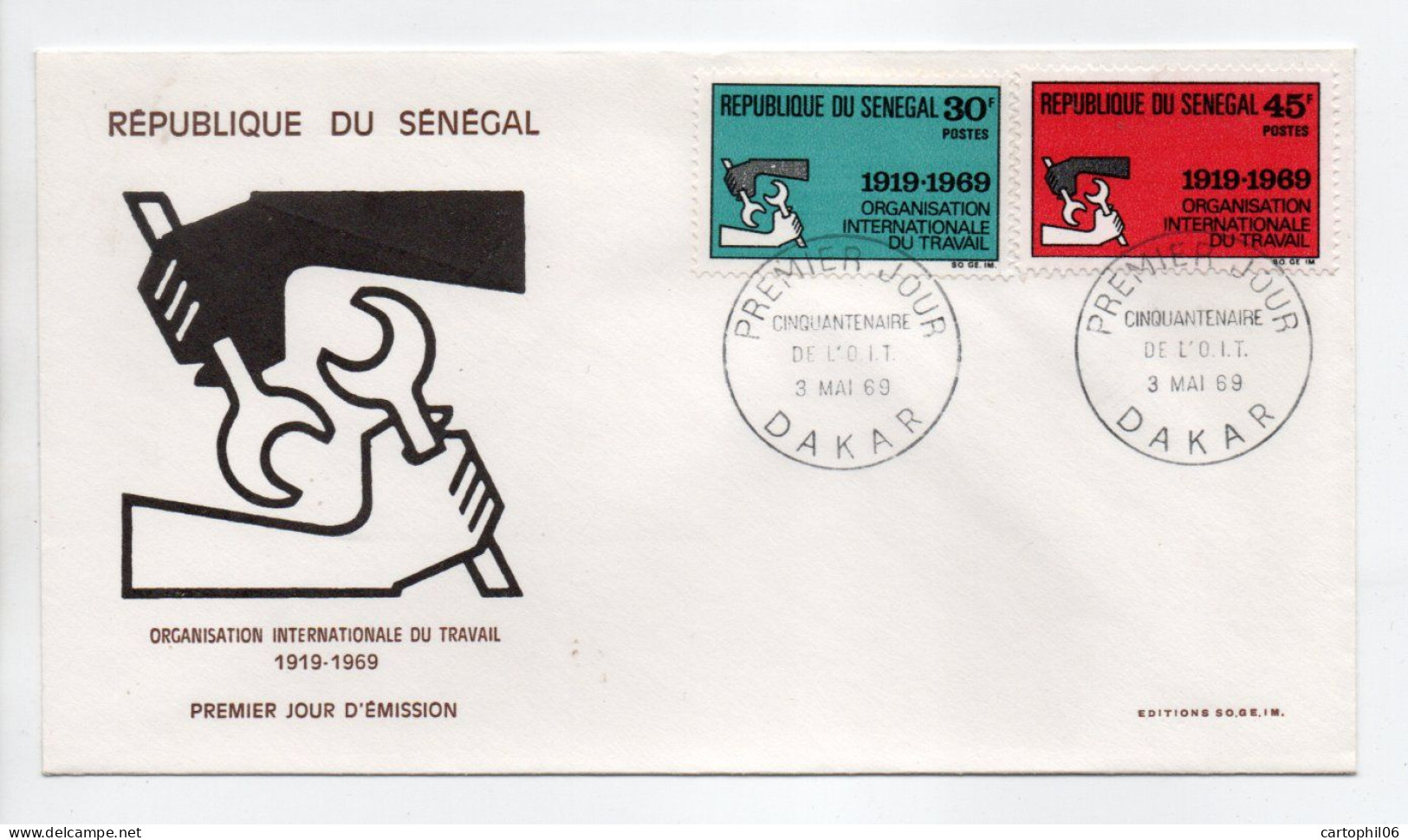 - FDC ORGANISATION INTERNATIONALE DU TRAVAIL - DAKAR 3.5.1969 - - IAO