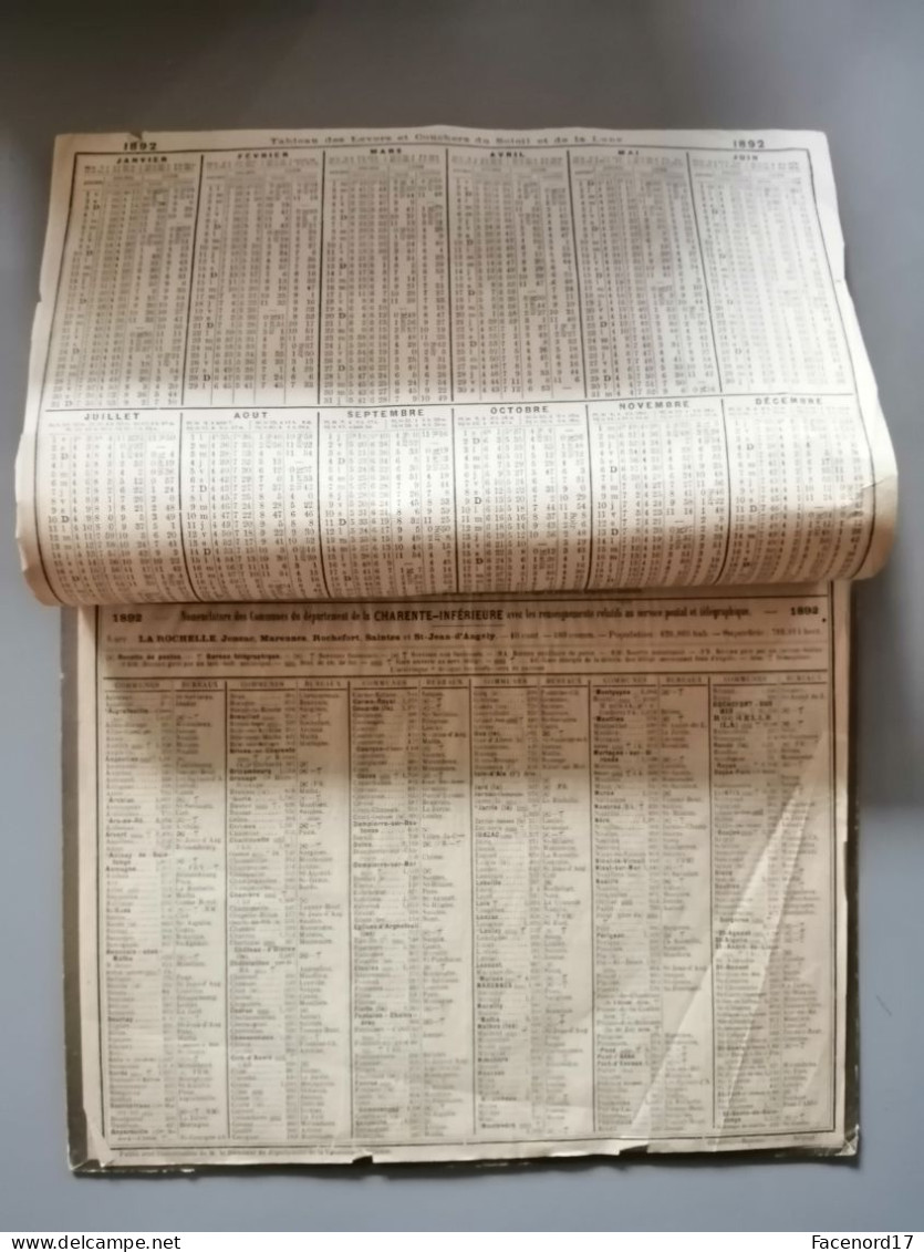 Calendrier Almanach Des Postes 1892 Année Bissextile Repos Sous La Treille Tableau De Detti - Big : ...-1900