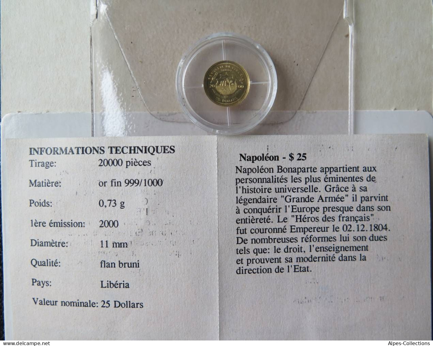 LBR0000.15 - LIBERIA - 25 Dollars 2000 - Napoléon Bonaparte - Or - Liberia