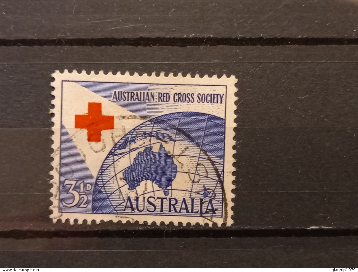 FRANCOBOLLI STAMPS AUSTRALIA AUSTRALIAN 1954 USED 40 ANNI ANNIVERSARY CROCE ROSSA RED CROSS OBLITERE' - Usados