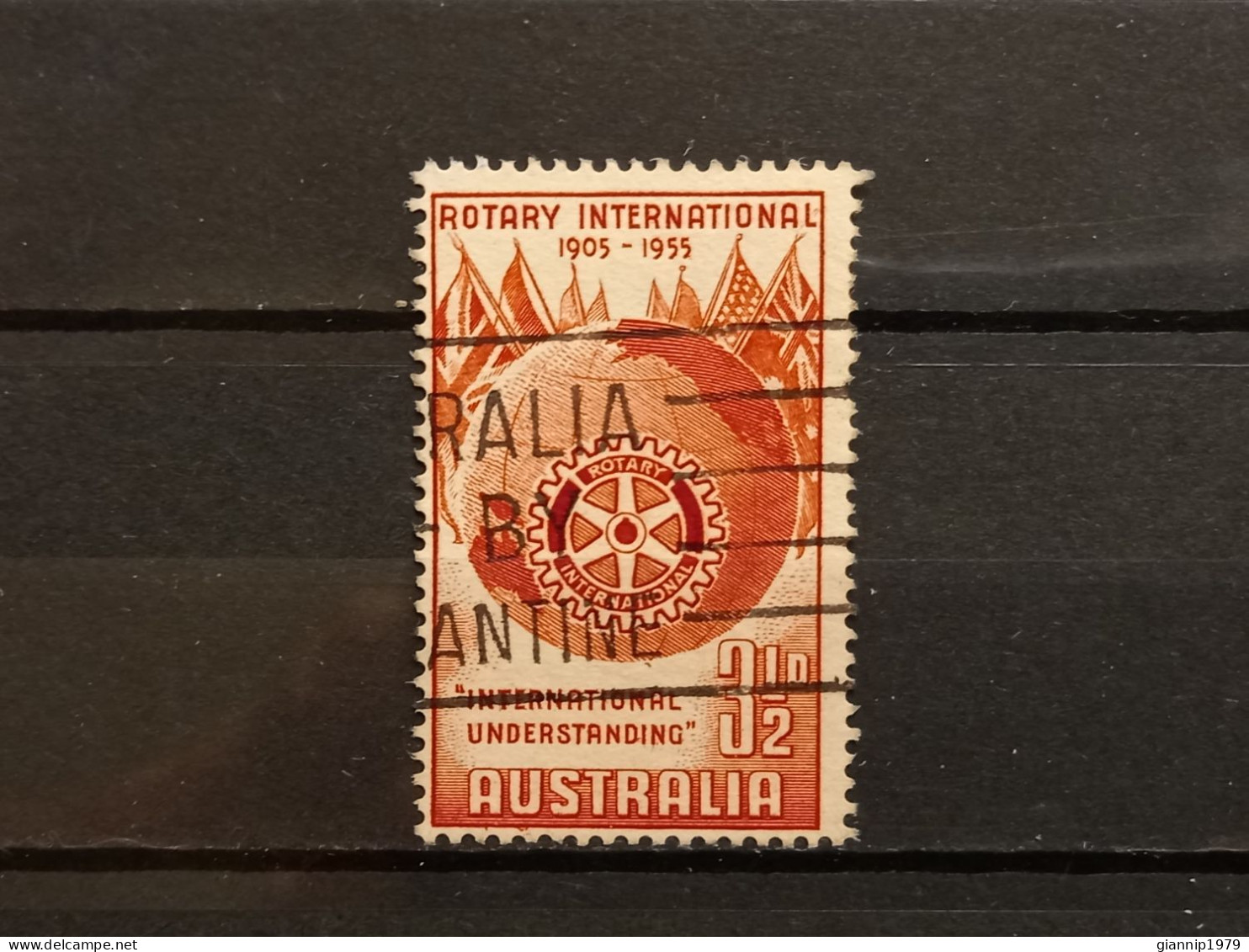 FRANCOBOLLI STAMPS AUSTRALIA AUSTRALIAN 1955 USED 100 ANNI ANNIVERSARY COLONIZZAZIONE VICTORIA ROTARY OBLITERE' - Used Stamps