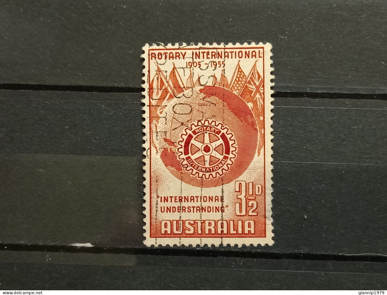 FRANCOBOLLI STAMPS AUSTRALIA AUSTRALIAN 1955 USED 100 ANNI ANNIVERSARY COLONIZZAZIONE VICTORIA ROTARY OBLITERE' - Used Stamps