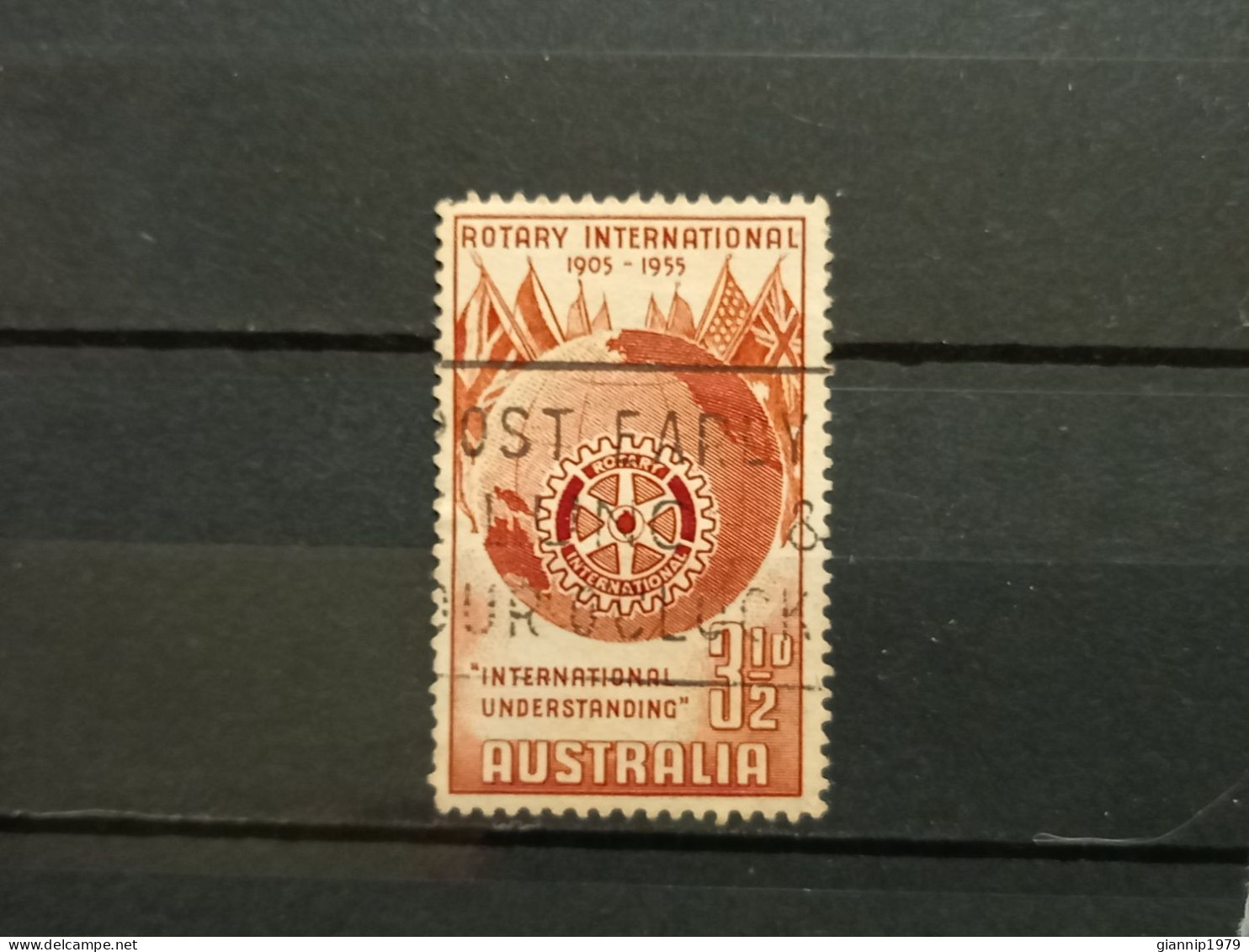 FRANCOBOLLI STAMPS AUSTRALIA AUSTRALIAN 1955 USED 100 ANNI ANNIVERSARY COLONIZZAZIONE VICTORIA ROTARY OBLITERE' - Oblitérés