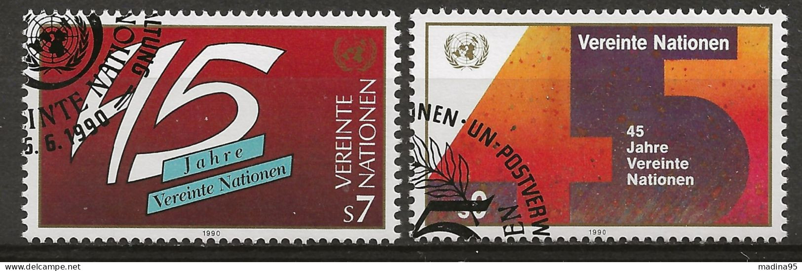 NATIONS-UNIES - VIENNE:, Obl., N° YT 108 Et 109, TB - Gebraucht