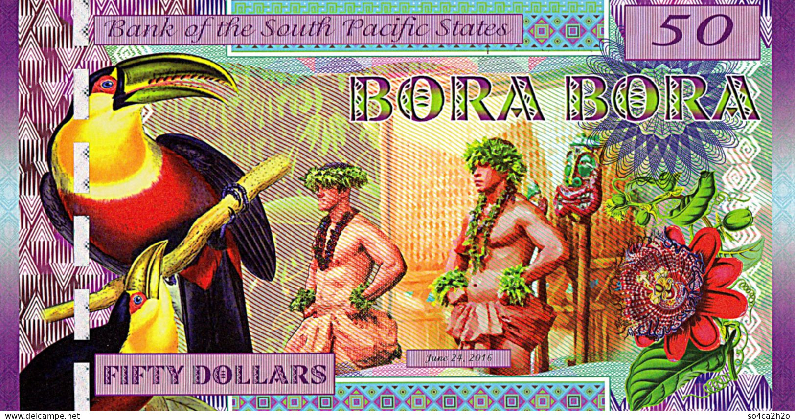 Très Joli Billet SOUTH PACIFIC  RAROTONGA  50 Dollars   24 Juin  2016 UNC  POLYMER  Emission Privée - Fictifs & Spécimens