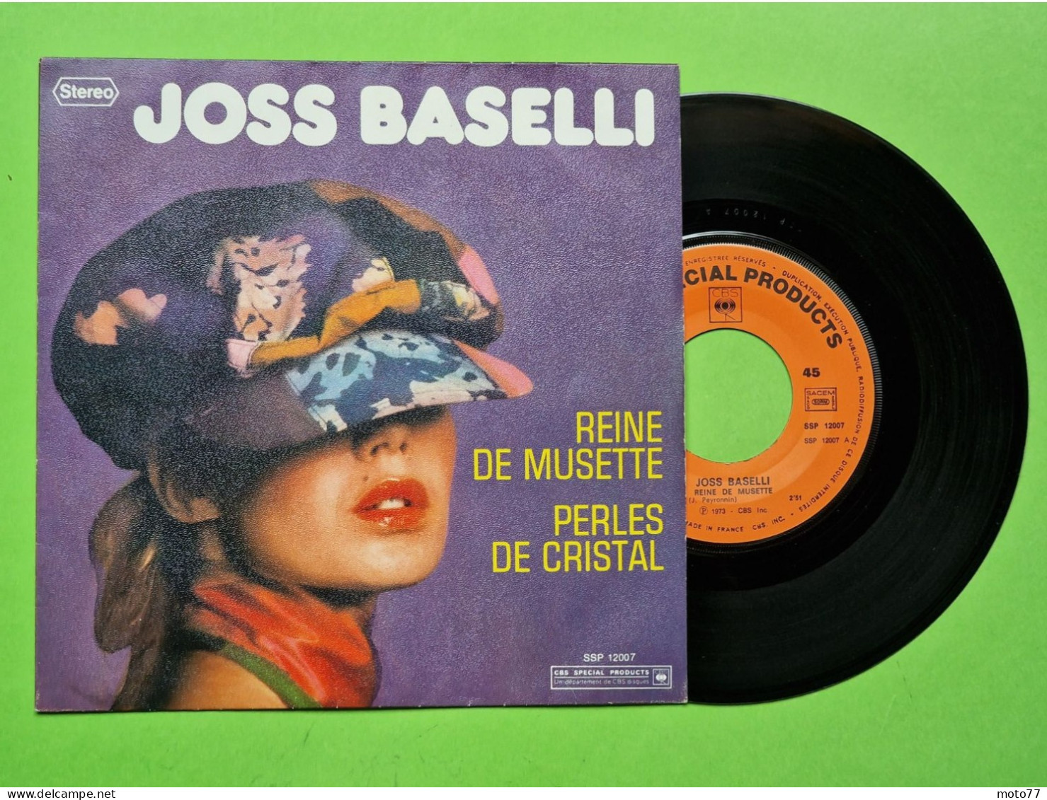 41/ Disque Vinyle 45 Tours - JOSS BASELLI Accordéon Reine De Musette & Perles De Cristal PUB DANONE - TBE - 1973 - Instrumental