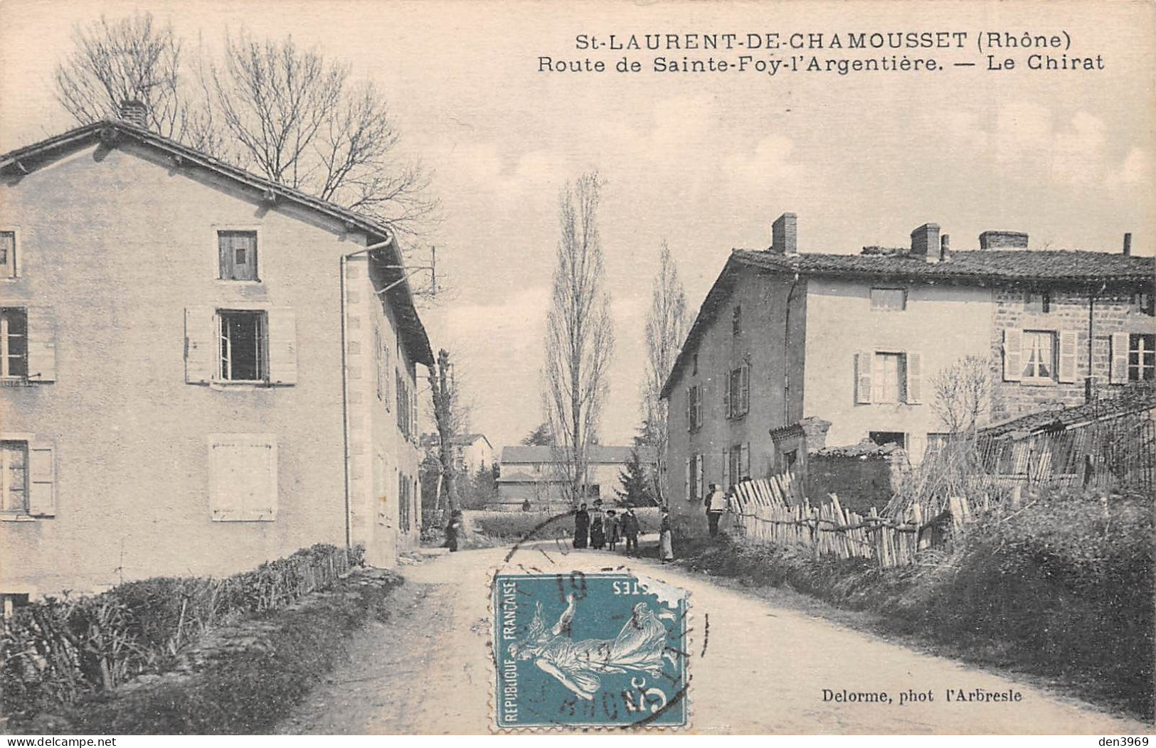 SAINT-LAURENT-de-CHAMOUSSET (Rhône) - Route De Sainte-Foy-l'Argentière - Le Chirat - Voyagé 1912 (2 Scans) - Saint-Laurent-de-Chamousset