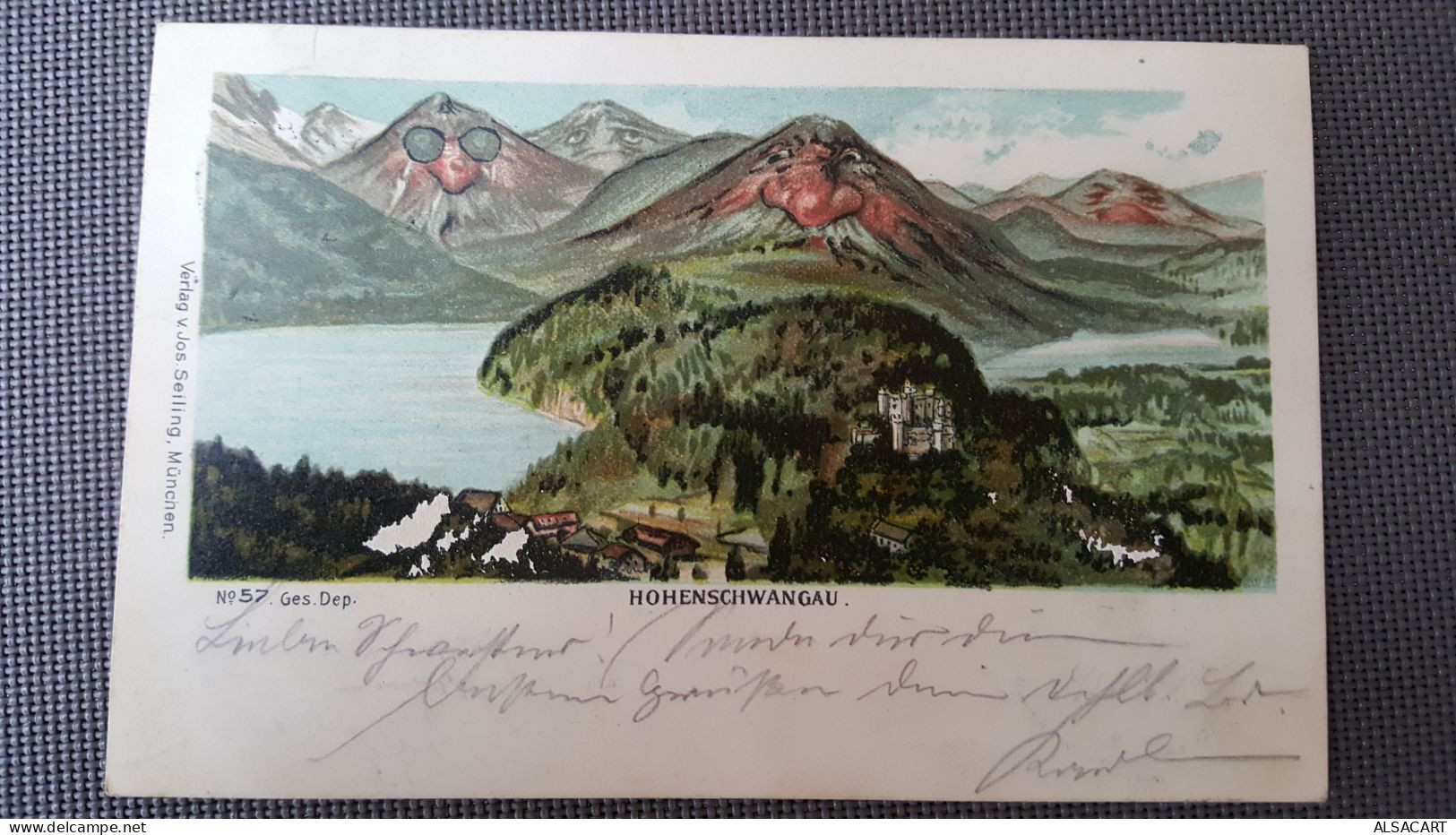Illustrateur , Kunstlerkarte ,hohenschwangau , Montagne Humanisée  1898 Rare - Altri & Non Classificati