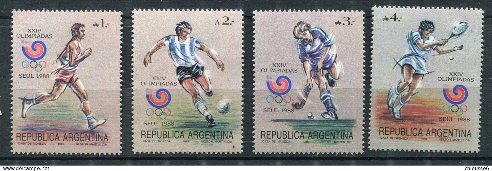 Argentine ** N° 1631 à 1634 - JO De Seoul ( Course, Foot, Hockey, Tennis) - Ungebraucht