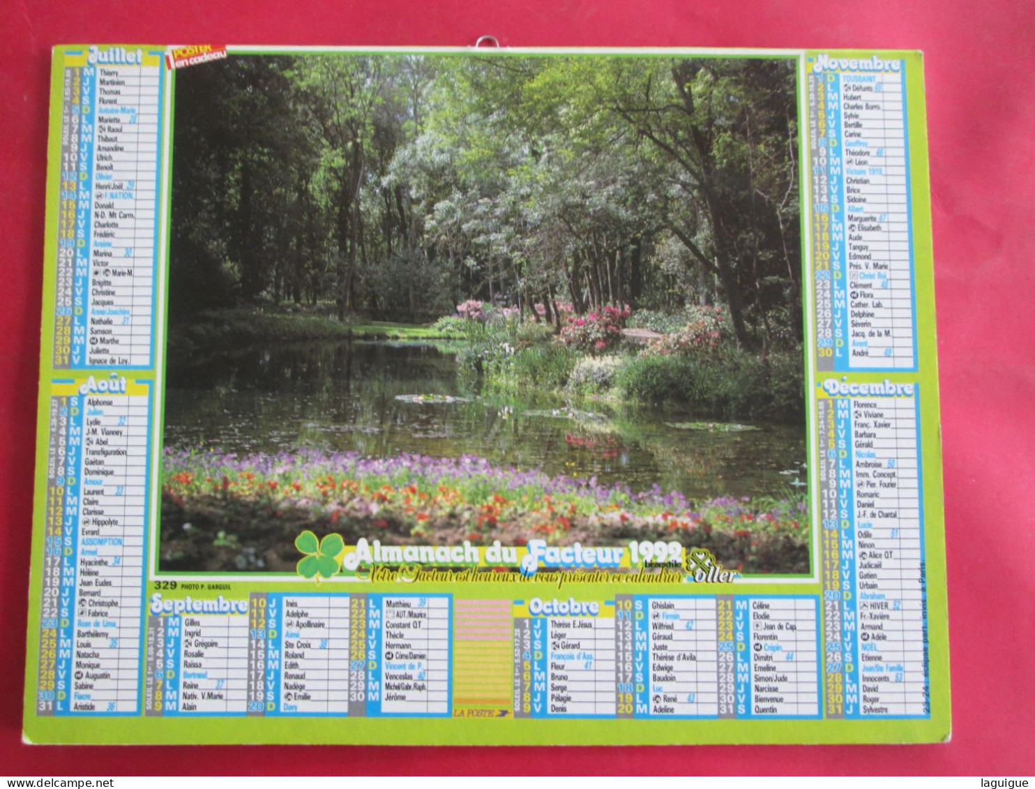 CALENDRIER ALMANACH 1992 CANAL ETANG OLLER - Groot Formaat: 1991-00