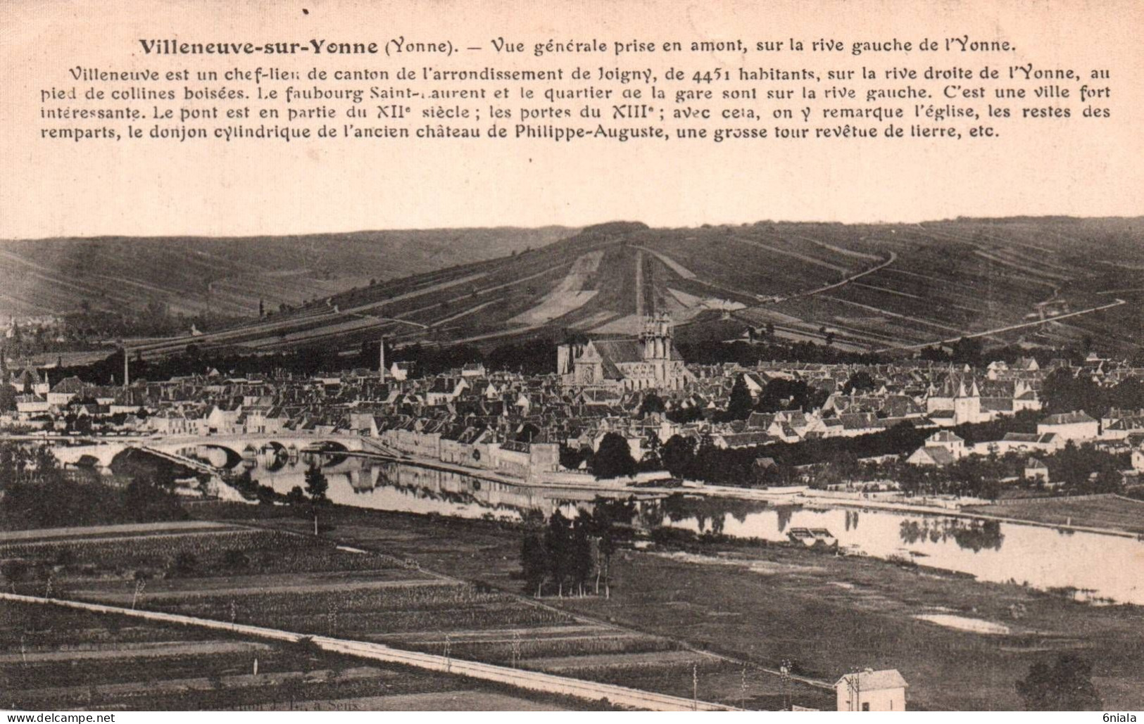 20547 VILLENEUVE Sur YONNE  Vue Générale Prise En Amont, Sur La Rive Gauche De L'Yonne      ( 2 Scans) - Villeneuve-sur-Yonne