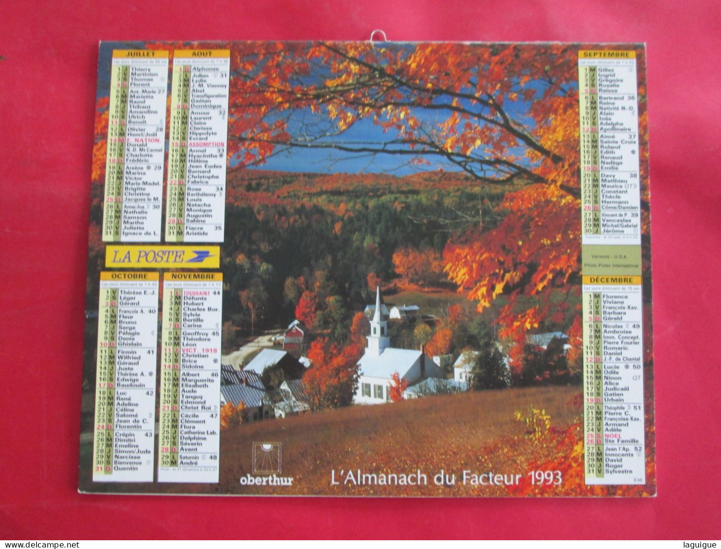 CALENDRIER ALMANACH 1993 MONTAGNE + FORET EN AUTOMNE VILLAGE EN AUTOMNE OBERTHUR - Formato Grande : 1991-00