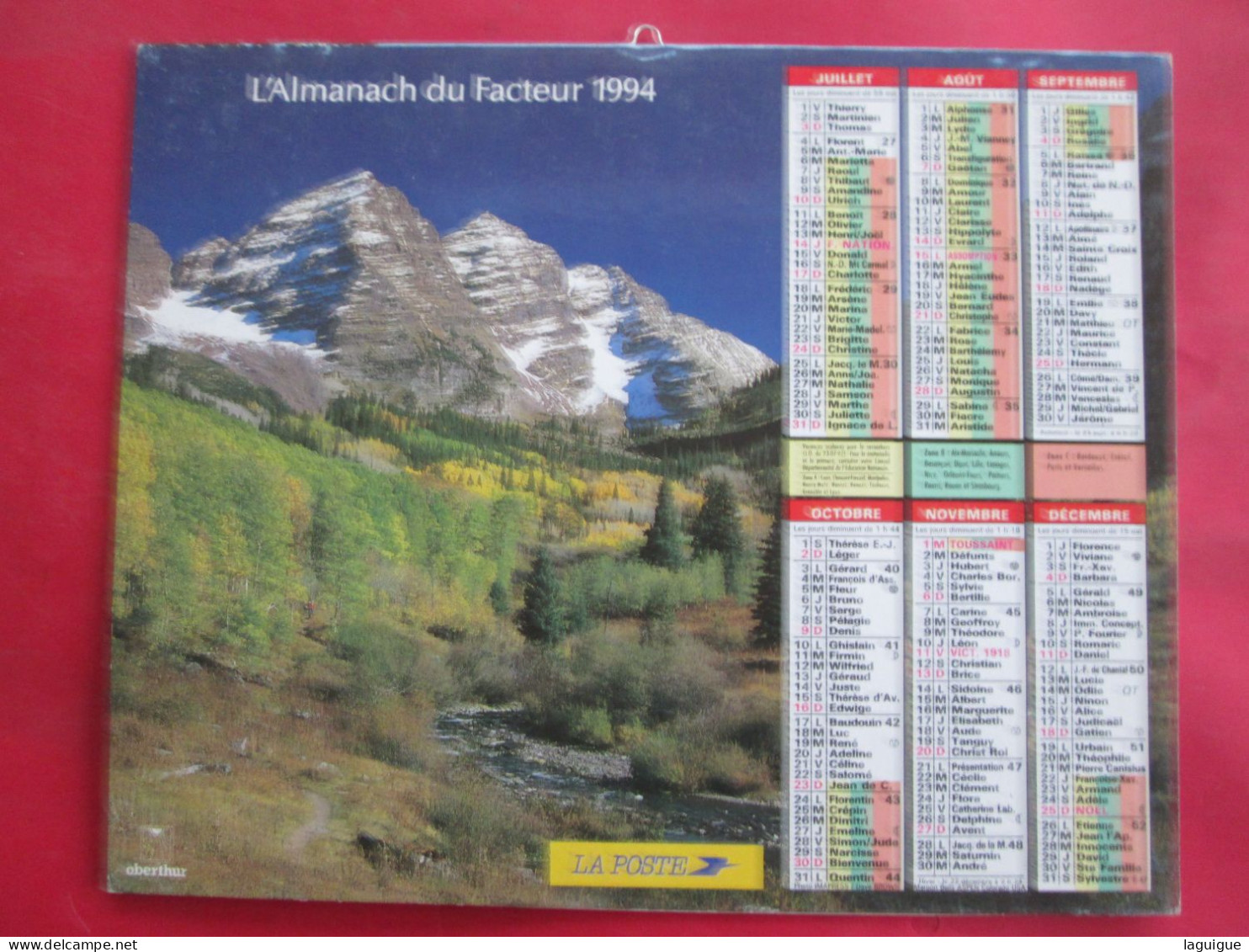 CALENDRIER ALMANACH 1994 MONTAGNE EN AUTOMNE PAYSAGE MONTAGNARD OBERTHUR - Grand Format : 1991-00