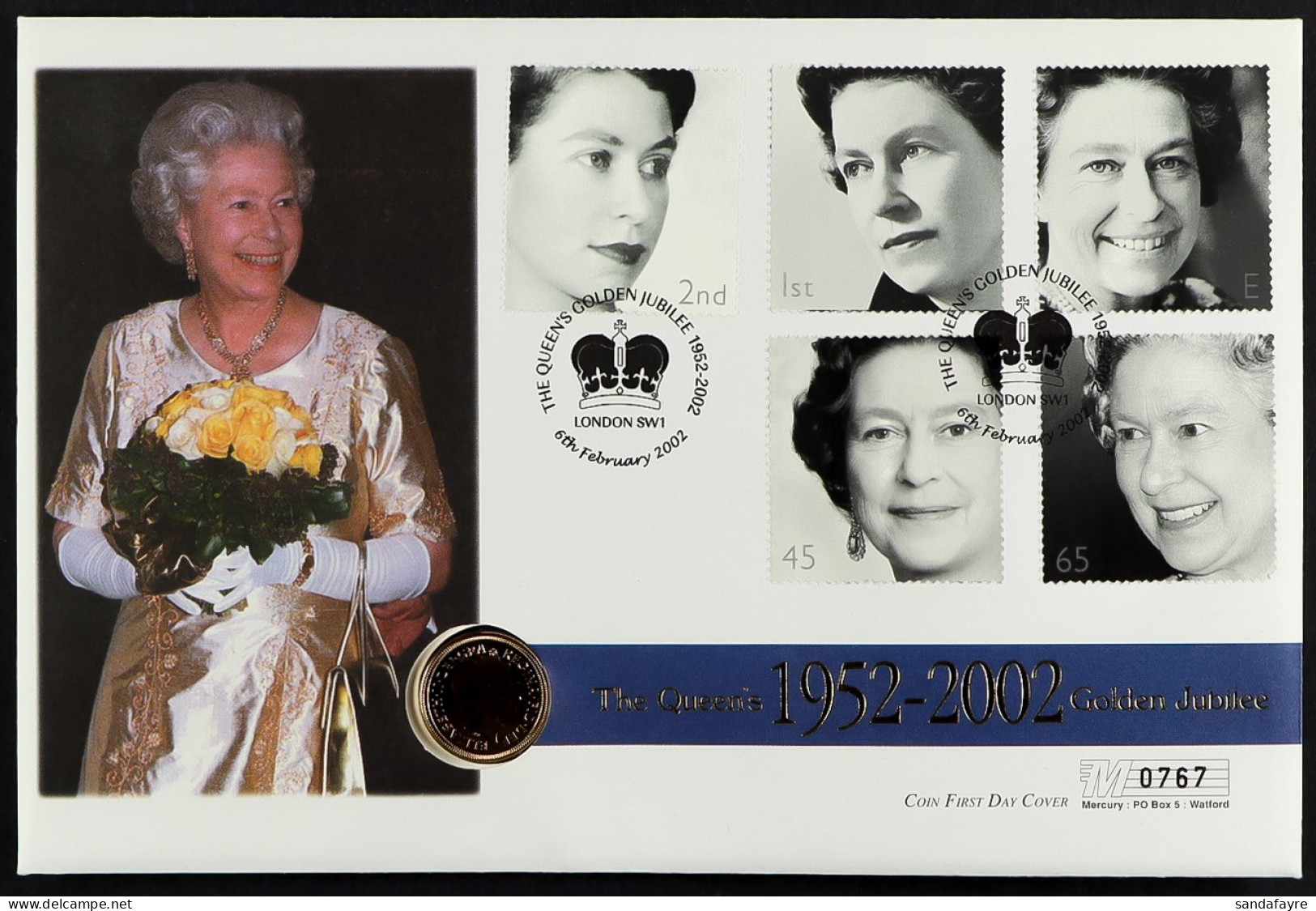 2002 HALF SOVEREIGN COIN COVER Limited Edition For The Queen's Golden Jubilee. - Other & Unclassified