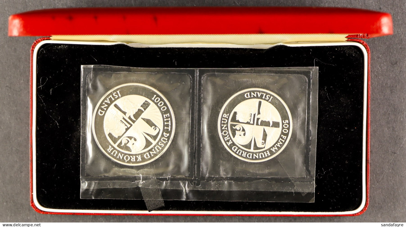 COINS Iceland 1974 500kr & 1000kr Silver Proofs 1100th Anniv Of Settlement, In Box (+/- 50g) - Sonstige & Ohne Zuordnung