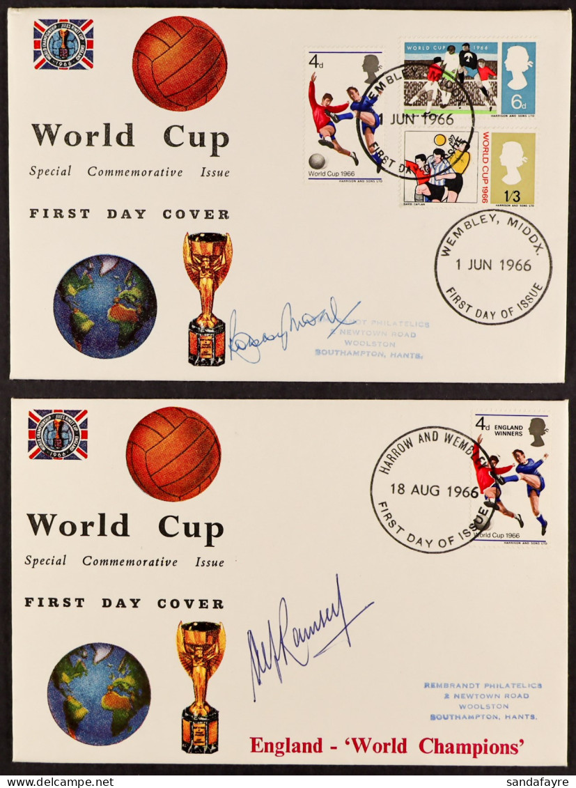 FOOTBALL AUTOGRAPHS: BOBBY MOORE AND SIR ALF RAMSEY On Two 1966 World Cup First Day CoversÂ (2). - Sonstige & Ohne Zuordnung