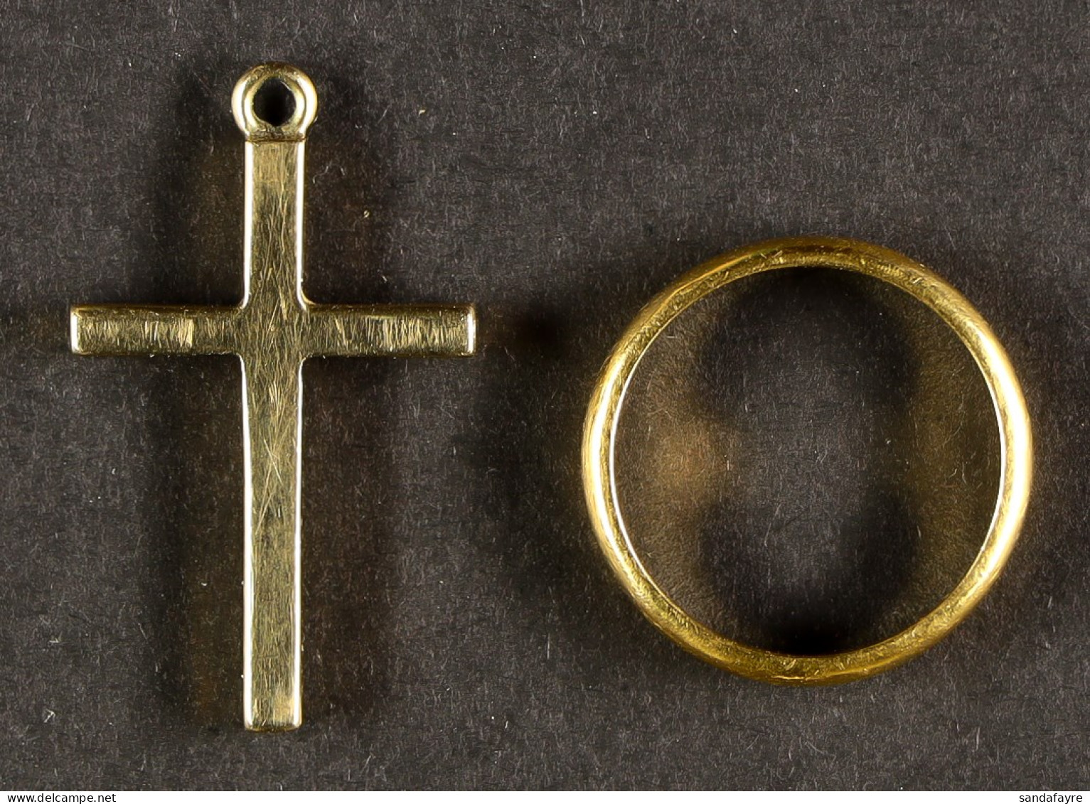 GOLD RING + GOLD CROSS The Ring 22ct Size K (2.8g), The Cross 27mmx16mm 9ct (2.1g)Â  - Other & Unclassified