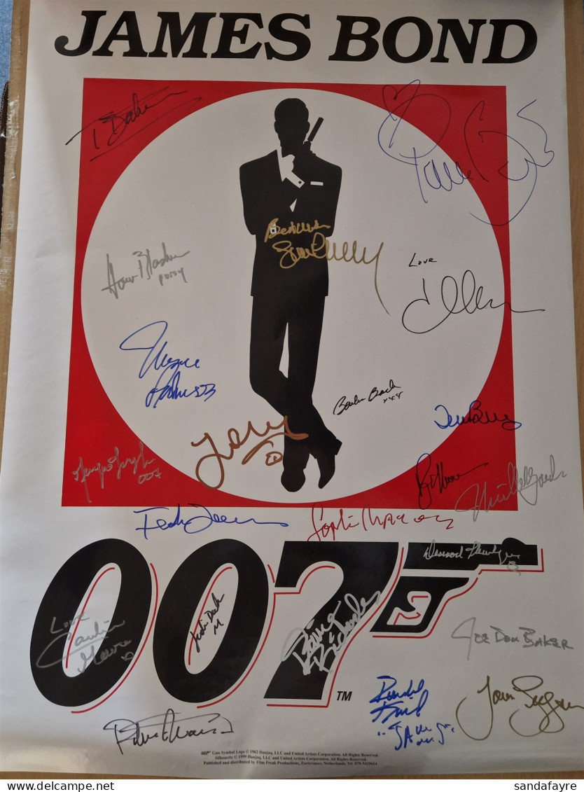 JAMES BOND SIGNED POSTER. Signatures Include Sean Connery, George Lazenby, Roger Moore, Timothy DALTON, Pierce Brosnan,  - Andere & Zonder Classificatie