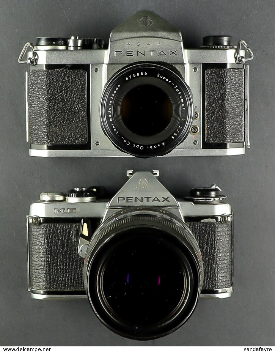 PENTAX CAMERAS. A Varied Selection Of 7 Pentax Cameras, Both Film And Digital Models. Includes Pentax Models Such As The - Andere & Zonder Classificatie