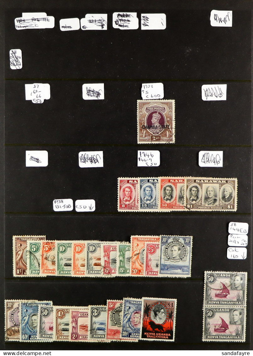 COMMONWEALTH KING GEORGE VI - USED Sets And Items On 3 Black Protective Pages, Chiefly Fine, Cat Â£1840 (list Accompanie - Sonstige & Ohne Zuordnung
