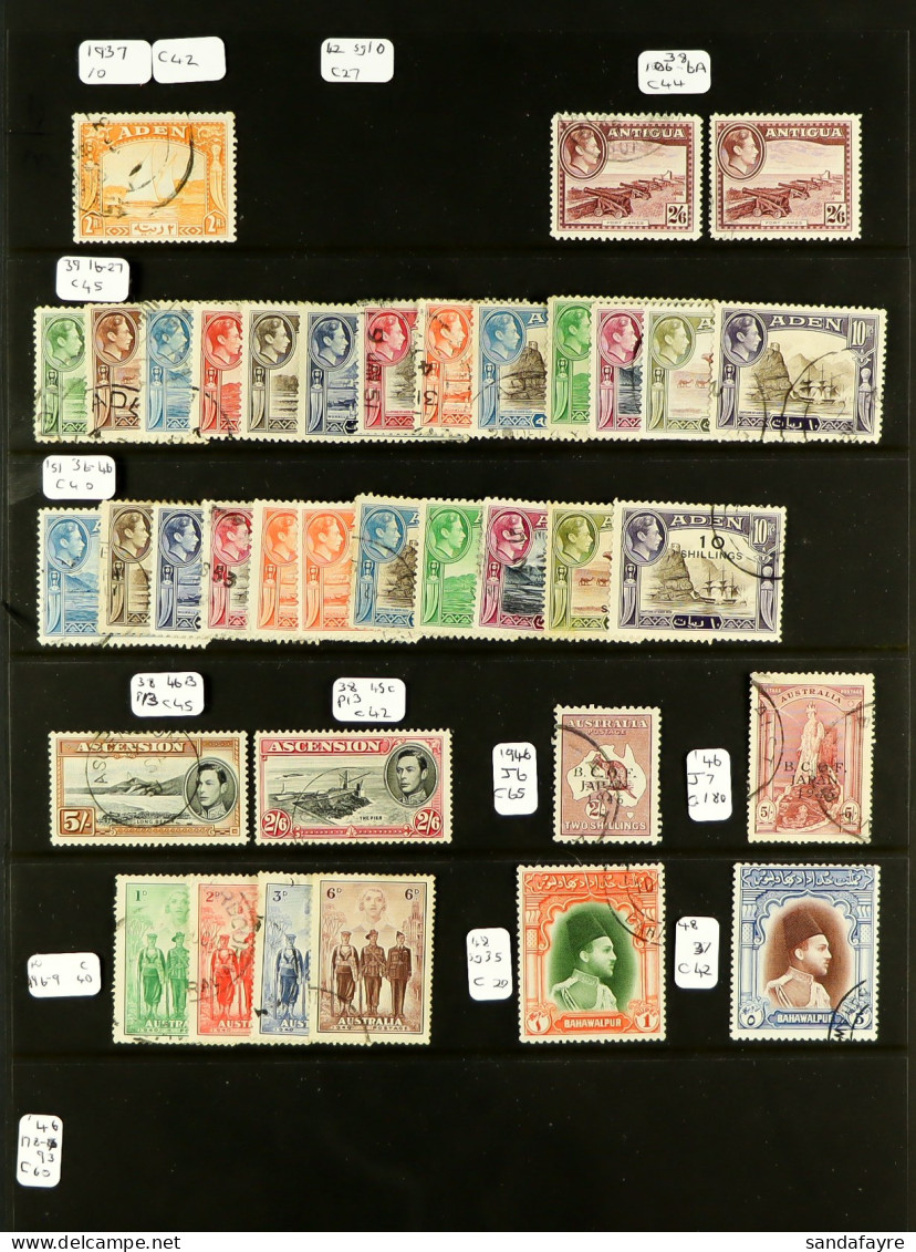 COMMONWEALTH KING GEORGE VI - USED Sets And Items On 4 Black Protective Pages, Chiefly Fine, Cat Â£1530 (list Accompanie - Otros & Sin Clasificación