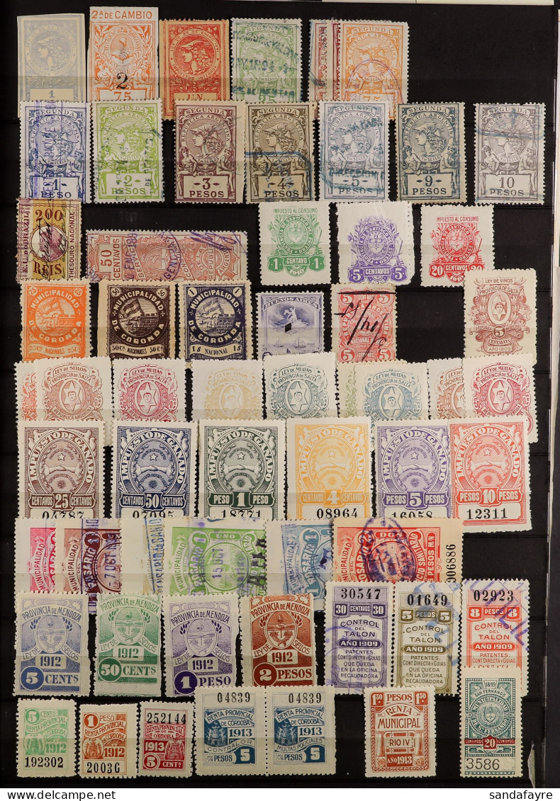 LATIN AMERICA - REVENUE STAMPS Incl Telegraph Stamps, On Protective Stock Pages Incl. Some Telegraph Stamps, Includes Ar - Otros & Sin Clasificación