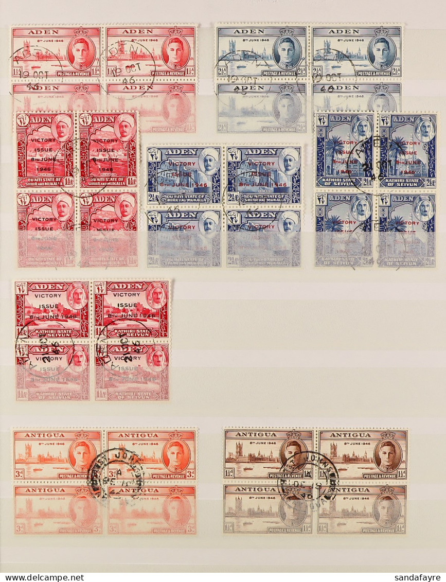1946 VICTORY USED BLOCKS. A Collection Of 1937 Coronation Omnibus Complete Sets, All As Very Fine Used Blocks Of Four, S - Andere & Zonder Classificatie